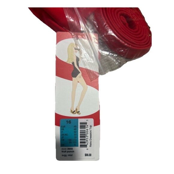 Spanx Women’s Red Dresskini Swimsuit Top, Sz 16, Retro Shaping NWT Coquette - Picture 6 of 7